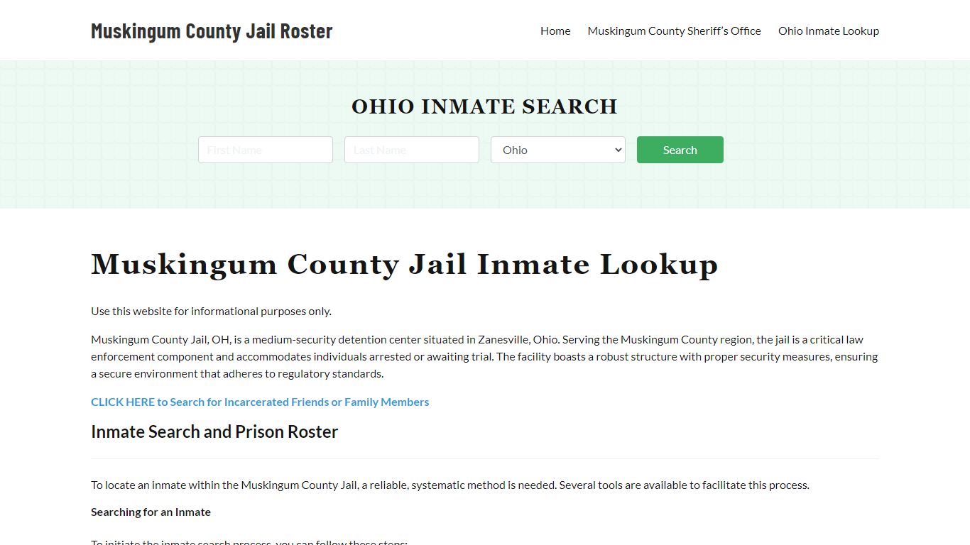 Muskingum County Jail Roster Lookup, OH, Inmate Search